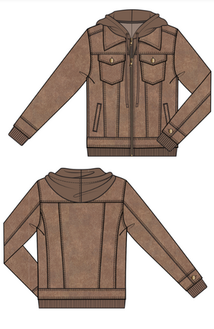 Zip Up Trucker Jacket w Removable Hood, Vintage Umber | LIVERPOOL