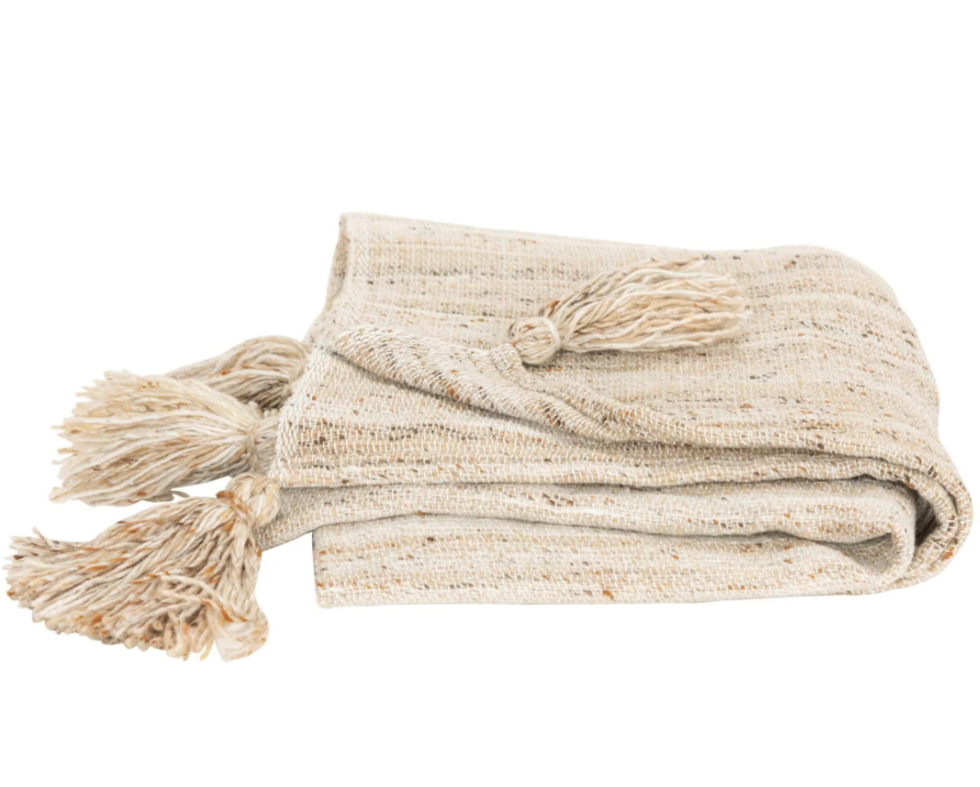 Natural, Brown & Ivory Woven Indoor / Outdoor Throw | Rizzy