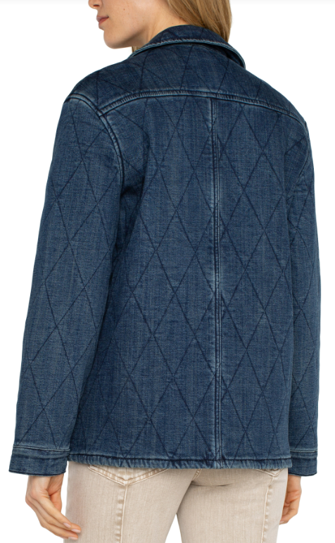 Notch Collar Quilted Coat, Redlands | LIVERPOOL