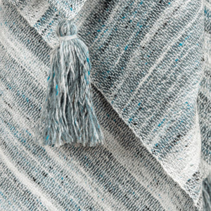 Grey, Teal & White Woven Indoor / Outdoor Throw | Rizzy