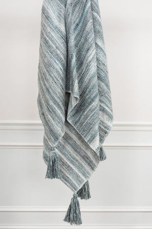 Grey, Teal & White Woven Indoor / Outdoor Throw | Rizzy