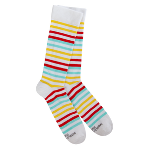 World's Softest Sensitive Support Socks - White Multi Stripe