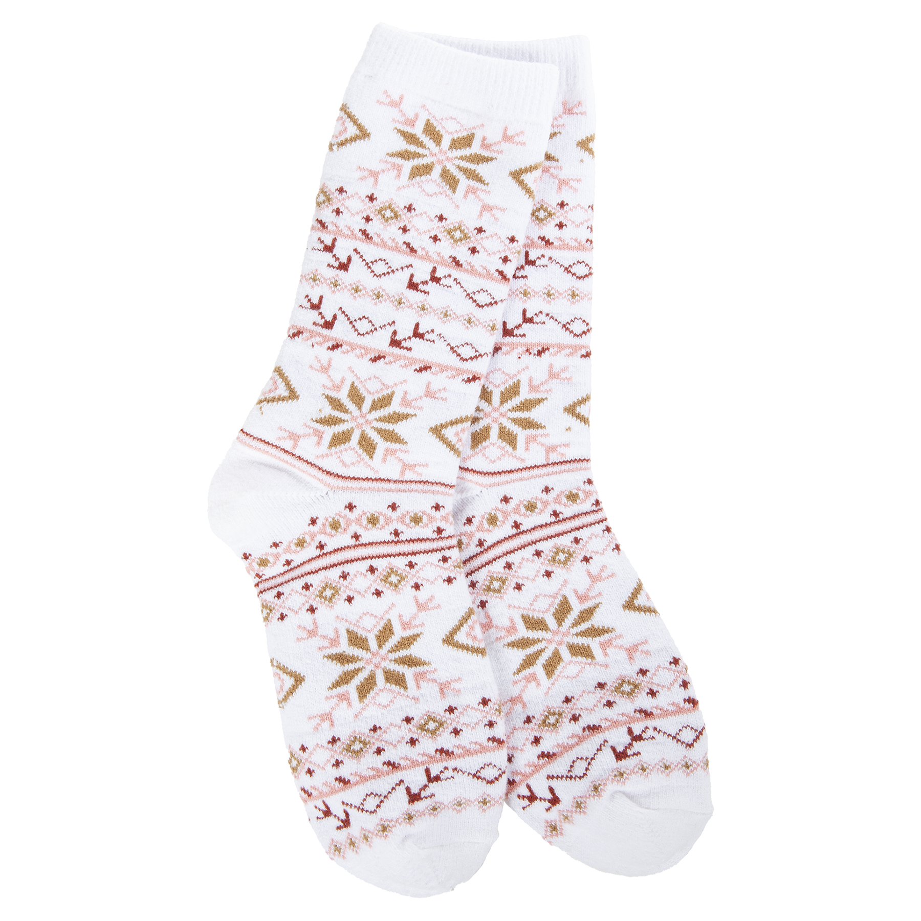 World's Softest Socks Holiday Weekend Crew - Fair Isle White Multi