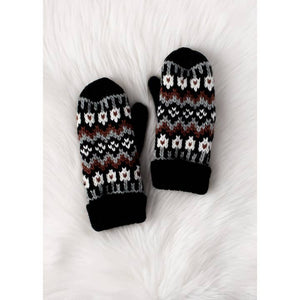 Black, White & Brown Patterned Mittens | Panache Apparel Co.