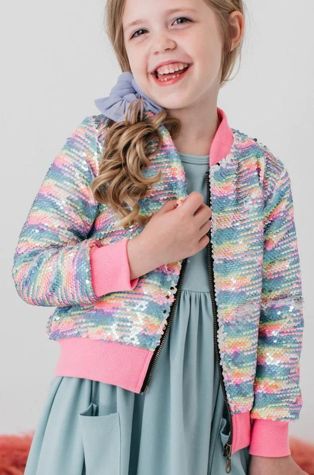 Sprinkles Rainbow Flip Sequin Girl's Jacket | Mila & Rose