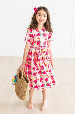 Pocket Twirl Dress, Short Sleeve,  Watermelon Wonder | Mila & Rose