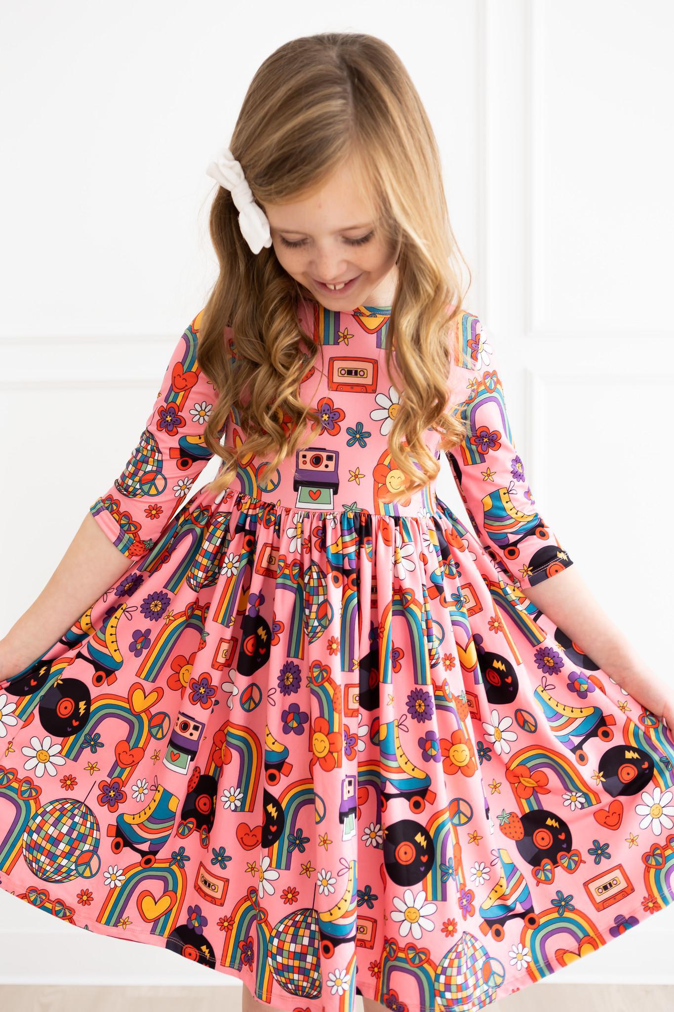 Put Your Records On Twirl Dress, 3/4 Sleeve | Mila & Rose