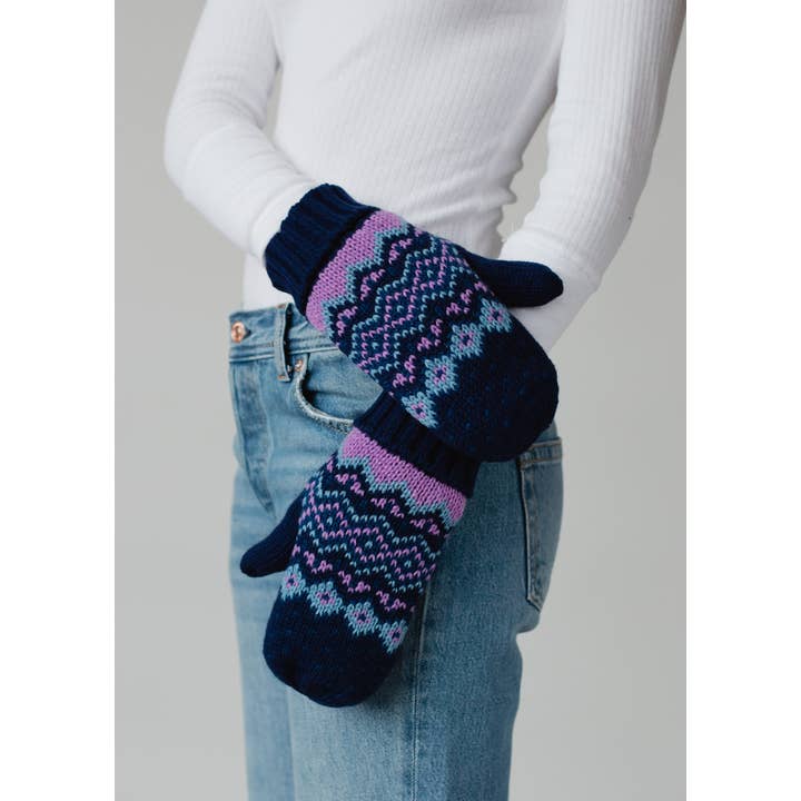 Blue, Purple & Lt Blue Patterned Mittens | Panache Apparel Co.