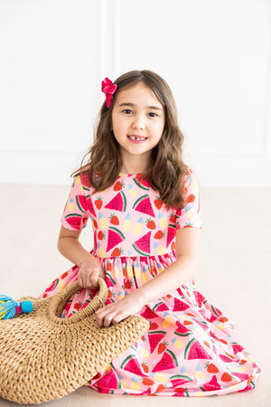 Pocket Twirl Dress, Short Sleeve,  Watermelon Wonder | Mila & Rose