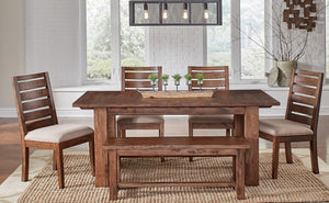 Anacortes 7 Piece Trestle Dining Table Set - Salvaged Mahogany