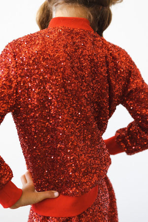 Red Sequin Girl's Jacket | Mila & Rose