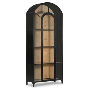 Belmont Cabinet, Black Metal and Oak with Glass Arch