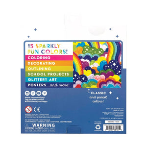 Rainbow Sparkle Glitter Markers, Set of 15 | OOLY