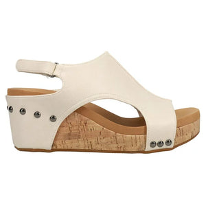 Carley Wedge Sandal, Cream | Corkys