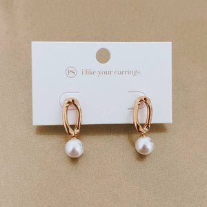 Pearl Hoop Earrings Waterproof, Gold | Pretty Simple