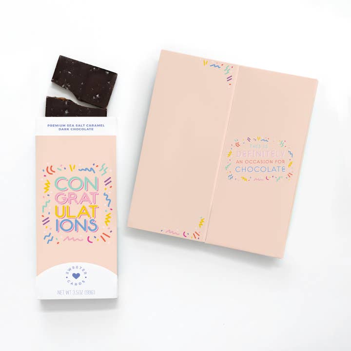 Congratulations, Sea Salt Caramel Dark Chocolate Bar | Sweeter Cards