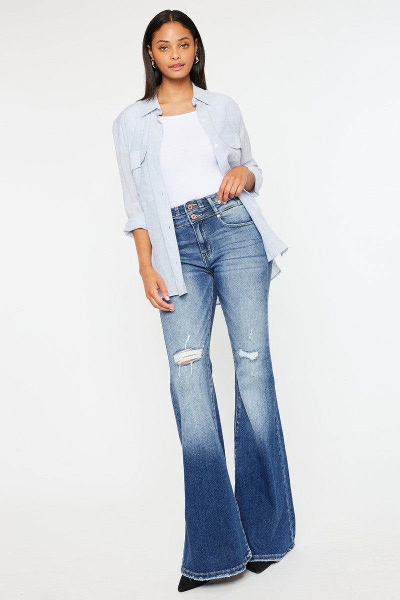 Chole High Rise Super Flare, Dark Wash | Kan Can Jeans