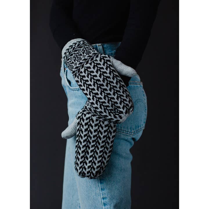 Gray & Black Patterned Mittens | Panache Apparel Co.