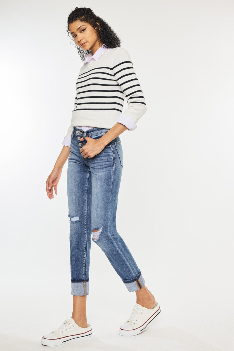 Emmett High Rise Skinny Straight, Medium Wash | Kan Can Jeans