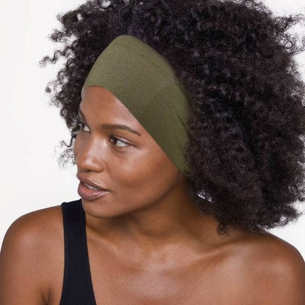 Cotton Adjustable Headband 2pc, Moss | KITSCH