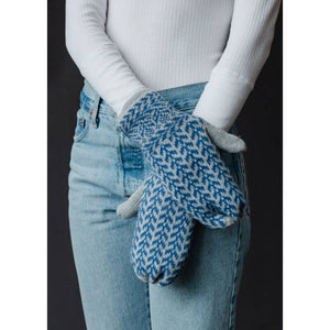 Blue & Gray Patterned Mittens | Panache Apparel Co.