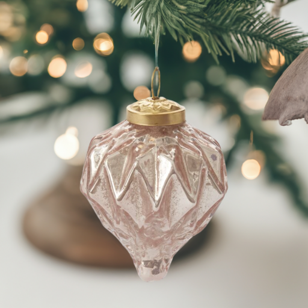 Jaunty Mercury Glass Ornament Pink, 3" | Holiday & Christmas Ornaments Decor