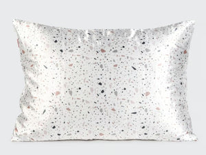 Satin Pillowcase, Standard - White Terrazzo | KITSCH