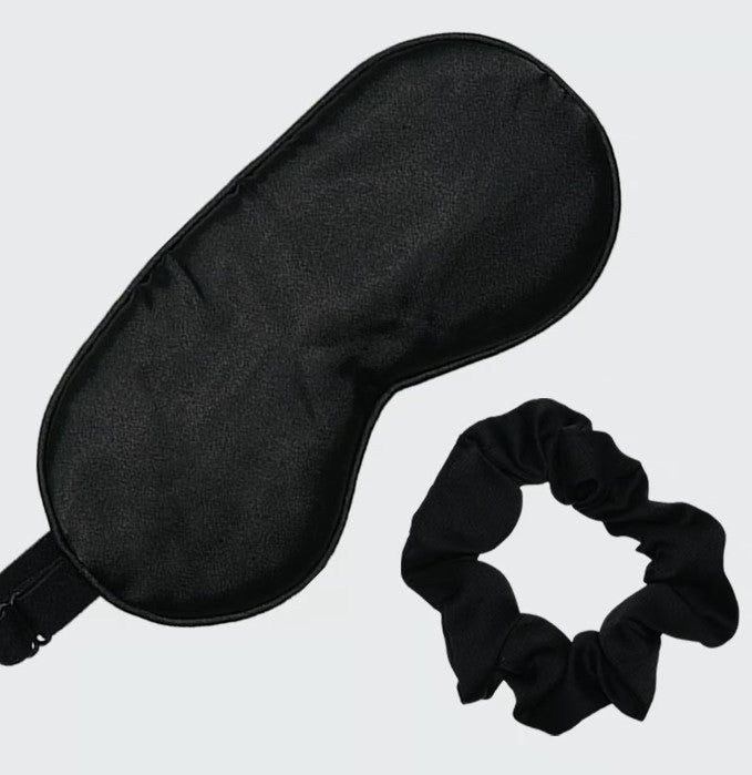 Satin Eye Mask & Sleep Scrunchie Set, Black | KITSCH