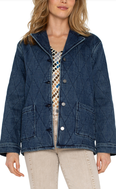 Notch Collar Quilted Coat, Redlands | LIVERPOOL