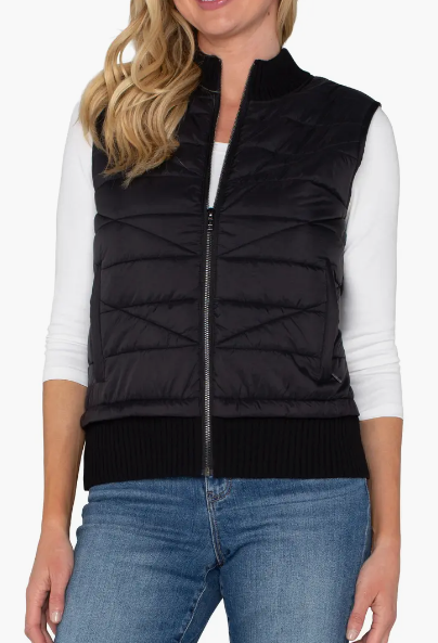 Sleeveless Quilted Vest, Black | LIVERPOOL