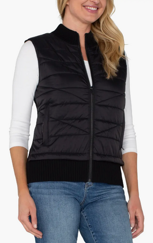 Sleeveless Quilted Vest, Black | LIVERPOOL