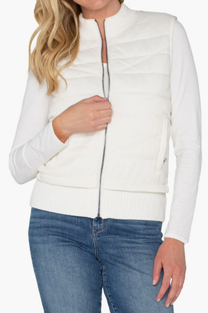 Sleeveless Quilted Vest, Ivory | LIVERPOOL