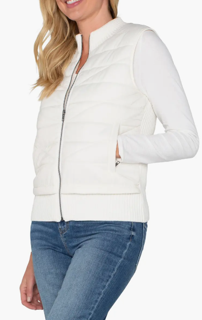 Sleeveless Quilted Vest, Ivory | LIVERPOOL