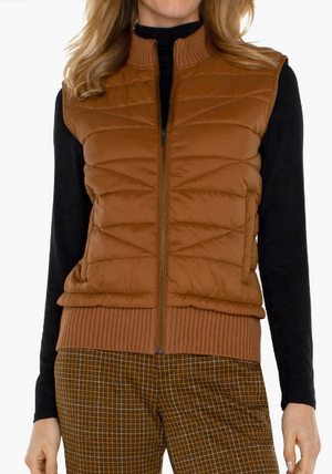 Sleeveless Quilted Vest, Turmeric Brown | LIVERPOOL