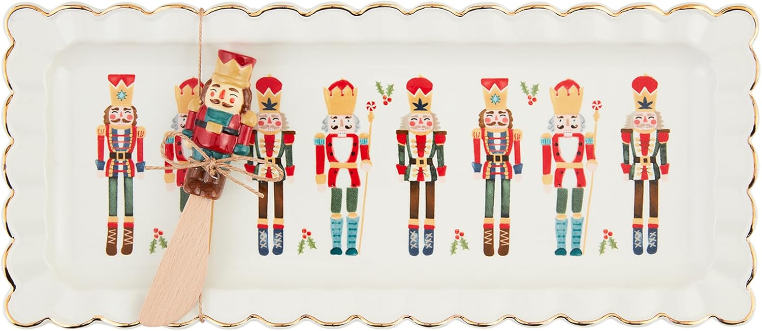 Nutcracker Tray Hostess Set w/ Gold Trim