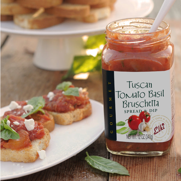 Tuscan Tomato Basil Bruschetta Spread & Dip | Elki