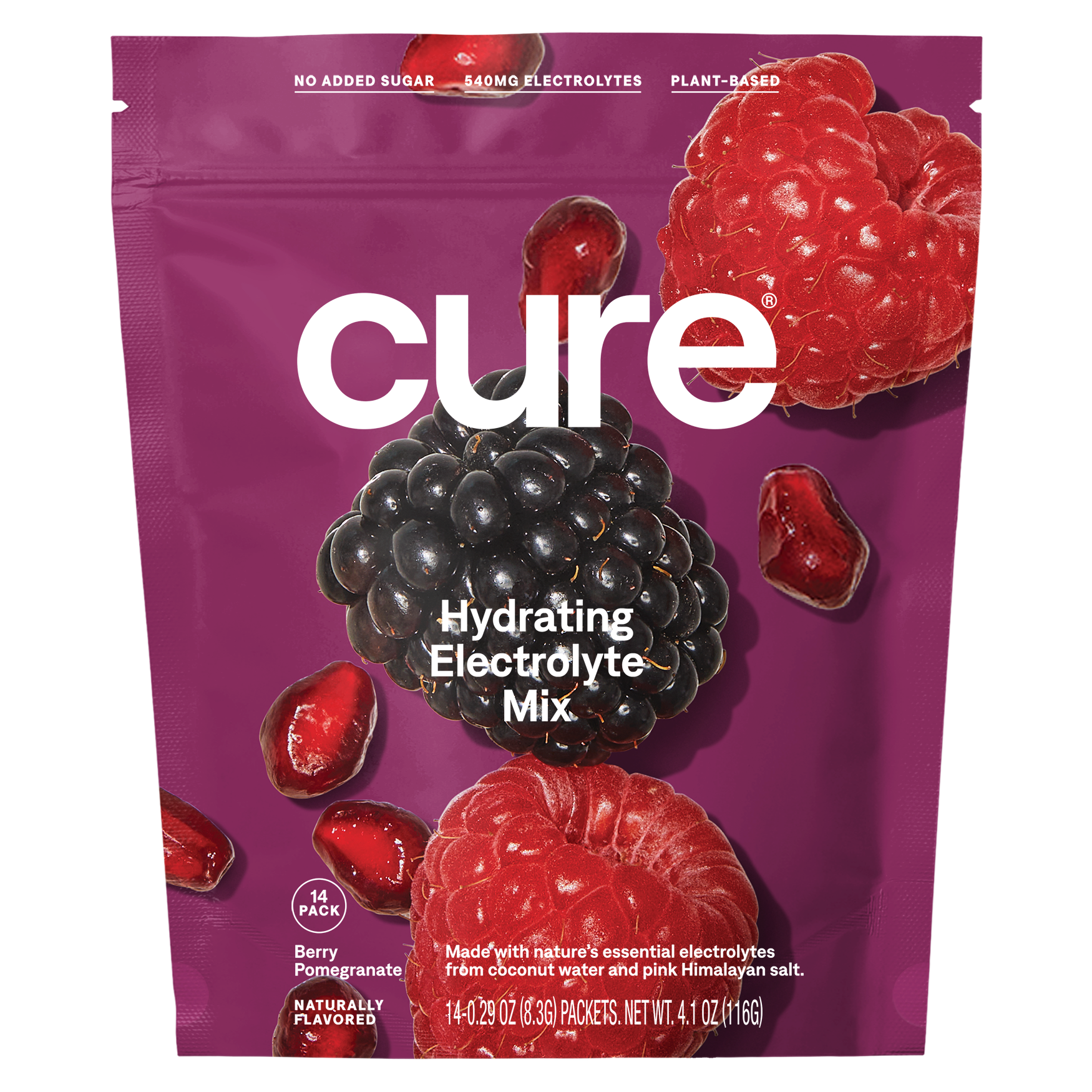 Cure Hydrating Electrolyte Drink Mix, 14 Pack | Berry Pomegranate