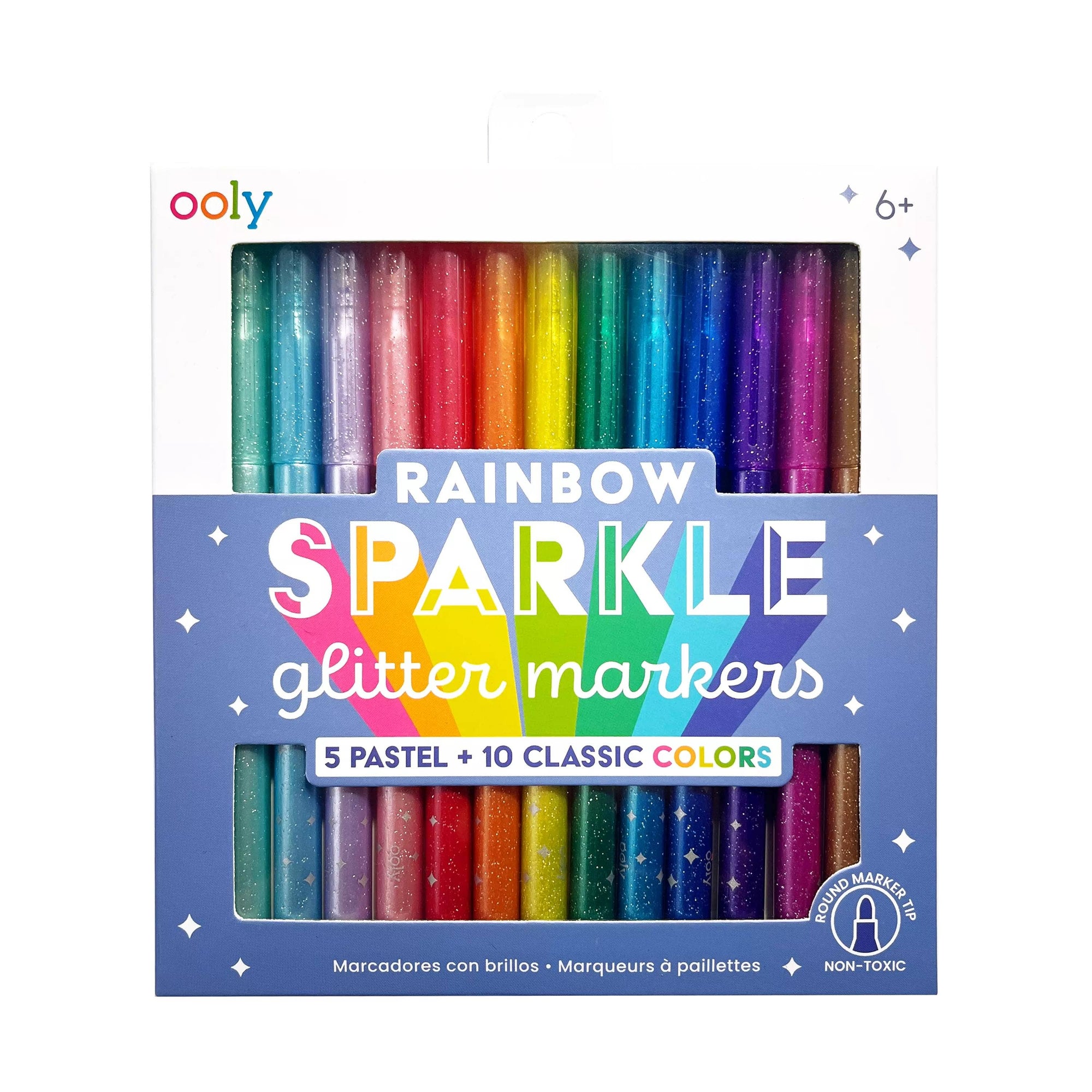 Rainbow Sparkle Glitter Markers - Set of 15 | Ooly