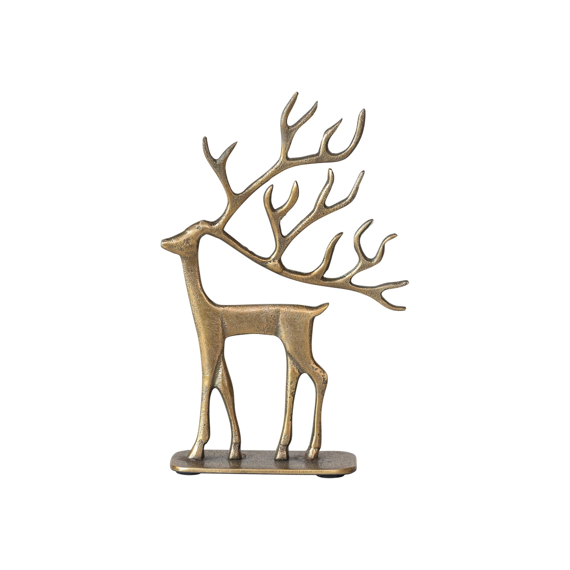 Cast Aluminum Reindeer On Base, Gold