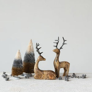 Wood Lying Reindeer w/ Aluminum Antlers | Home Decor & Gifts