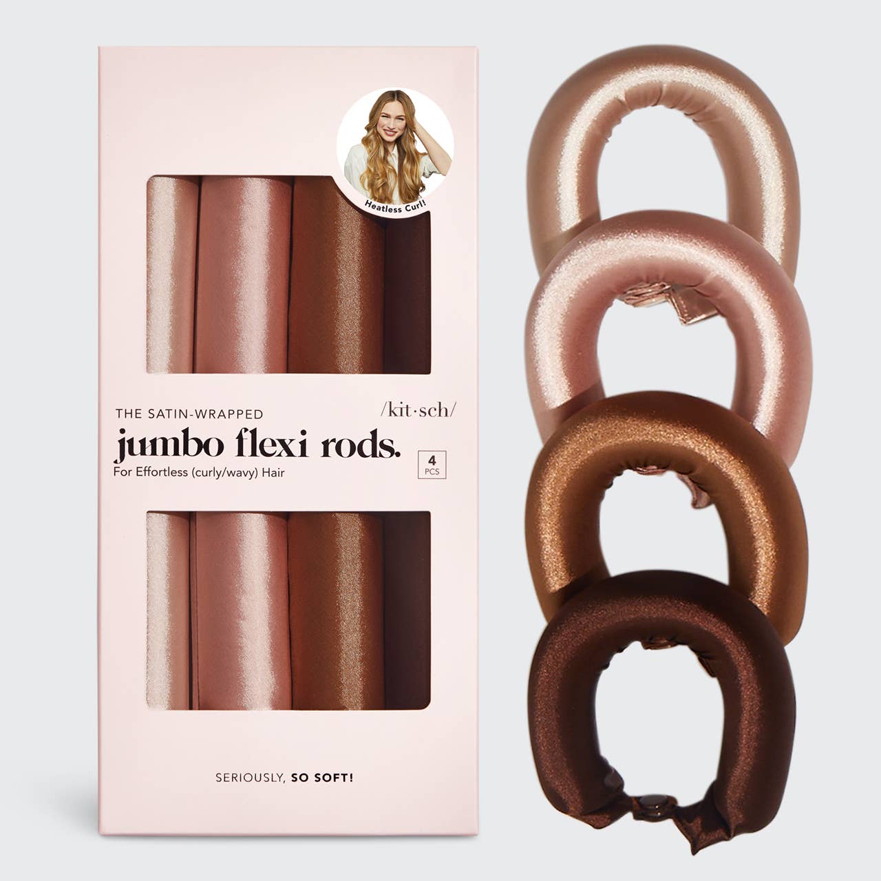 Satin Jumbo Flexi Rods 4 PCs, Rosewood | KITSCH