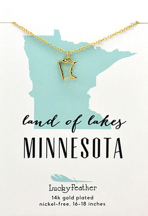 MN State Necklace | Lucky Feather