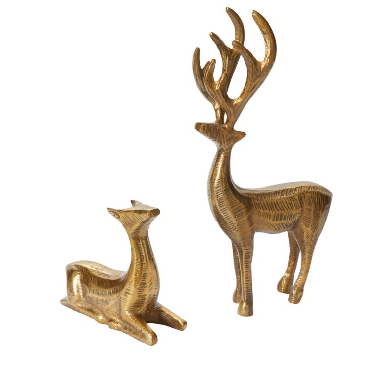 Gold Standing Prancer Reindeer Figurine | Holiday Decorations & Home Decor