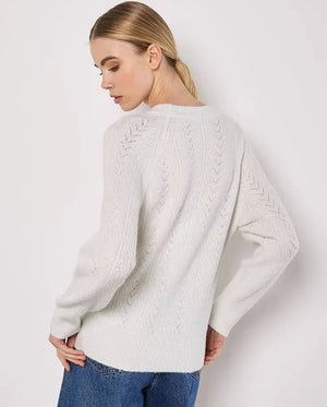 Chevron Pointelle Lurex Sweater, Cream | Apricot