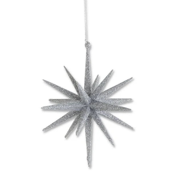 Glitter Star Ornament, 8", Silver | Holiday & Christmas Ornaments