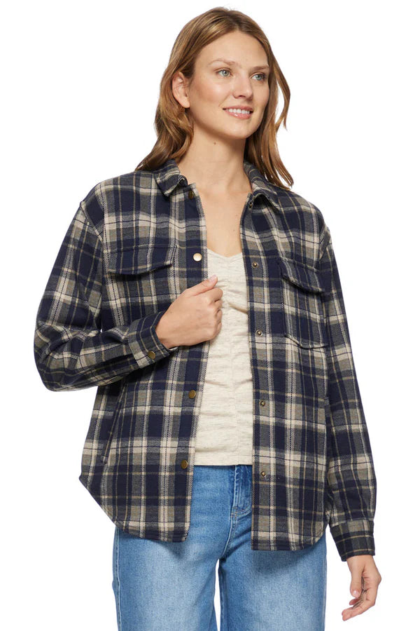 Sweeney Knit Shacket, Navy Plaid | Flag & Anthem