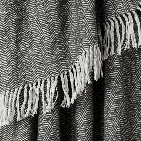 Black & Natural Zigzag Woven Cotton Throw | Rizzy