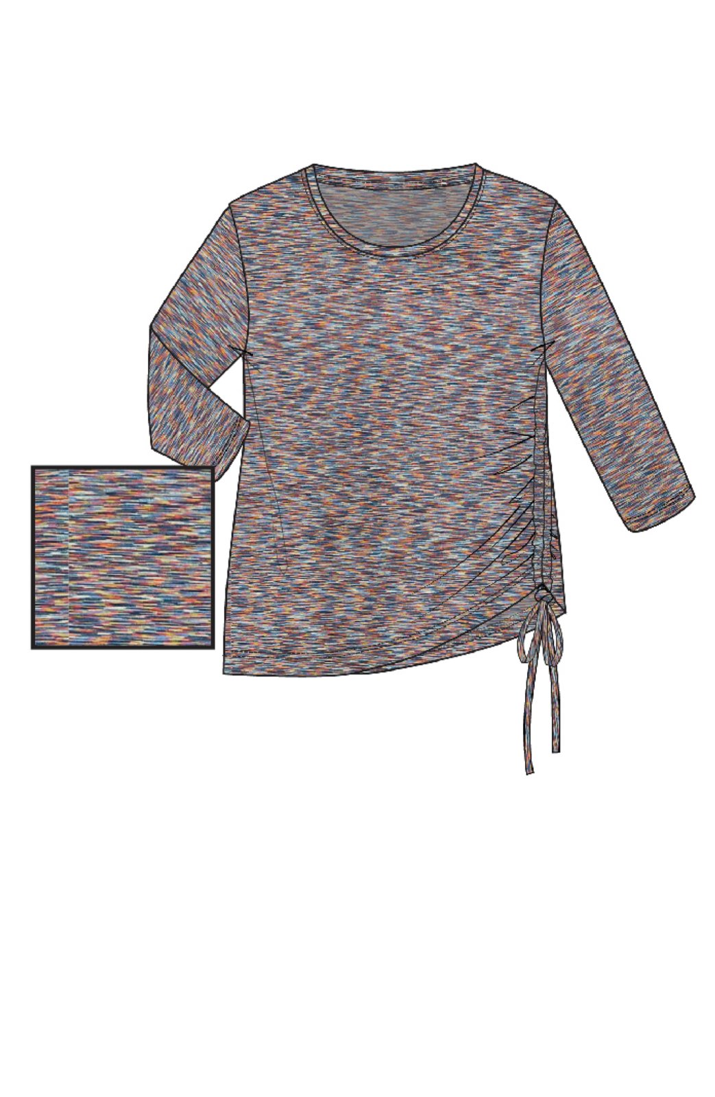 3/4 Sleeve Scoop Neck Knit Top Tie Detail, Carnelian Multi | LIVERPOOL - SALE