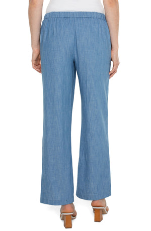 Relaxed Wide Leg Pants, Chambray | LIVERPOOL
