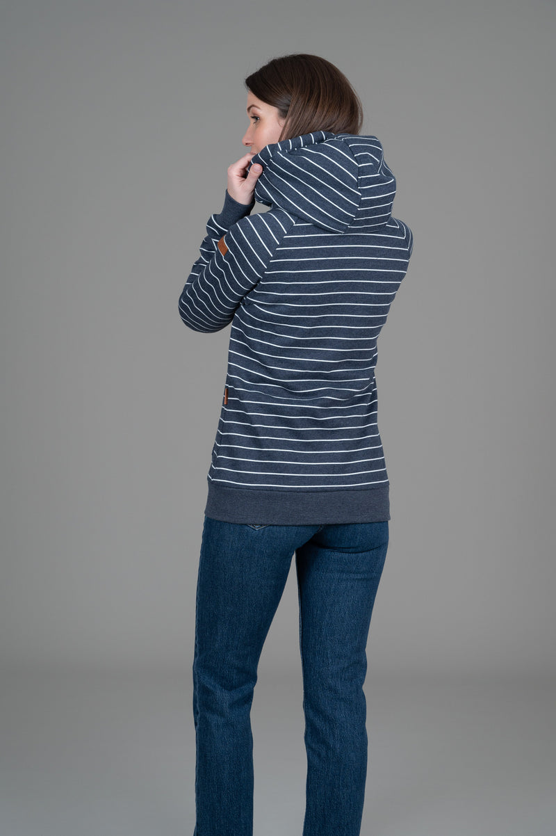 Hera Zip Up, Navy Stripe | Wanakome